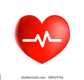 Realistic Cute Cardiology Icon on White Background . Isolated Vector Illustration 