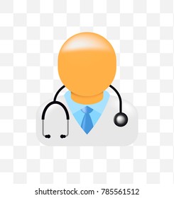 Realistic Cute Doctor Icon on Transparent Background . Isolated Vector Illustration 