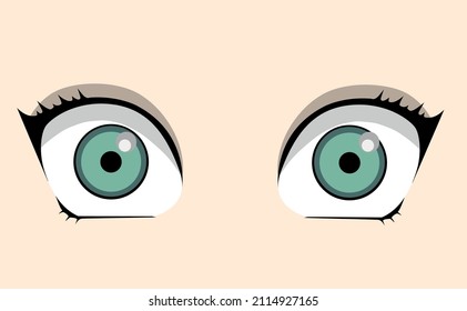 Realistic cute green eyes vector 