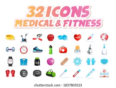 Realistic Cute Icons on White Background . Isolated Vector Illustration 