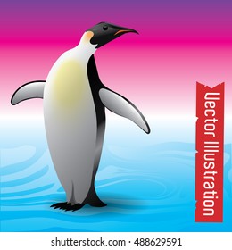 realistic cute penguin for ice cream advertising. Vector illustration.