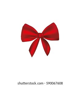 Realistic Cute Red Ribbon Bow Vector Stock Vector (Royalty Free ...