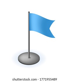 Icono de pequeña bandera realista sobre fondo blanco. Ilustración de vectores aislados 