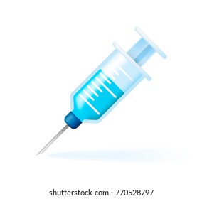 Realistic Cute Syringe Icon on White Background . Isolated Vector Illustration 