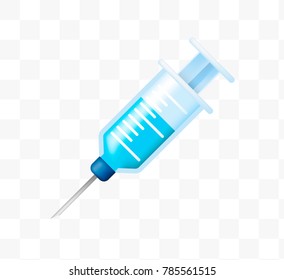 Realistic Cute Syringe Icon on Transparent Background . Isolated Vector Illustration 