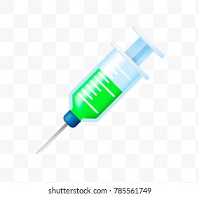 Realistic Cute Syringe with Poison Icon on Transparent Background . Isolated Vector Illustration 
