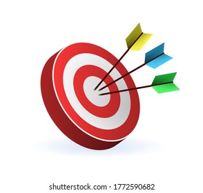 Realistic Cute Target Icon on White Background . Isolated Vector Illustration