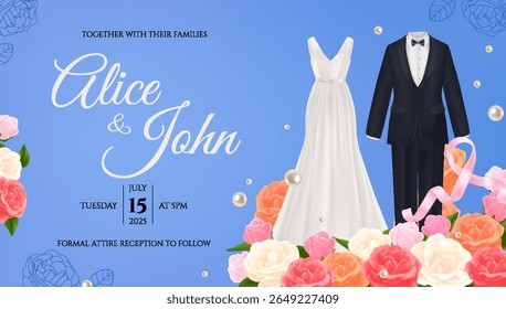 Realistic Cute Wedding Realistic Background