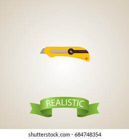 Realistic Cutter Element. Vector Illustration Of Realistic Stationery Knife Isolated On Clean Background. Can Be Used As Stationery, Knife And Cutter Symbols.