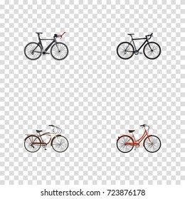 Realistic Cyclocross Drive, Competition Bicycle, Retro And Other Vector Elements. Set Of Bike Realistic Symbols Also Includes Triathlon, Bike, Old Objects.