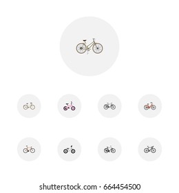 Realistic Cyclocross Drive, Equilibrium, Training Vehicle And Other Vector Elements. Set Of Bicycle Realistic Symbols Also Includes Girl, Wooden, Old Objects.