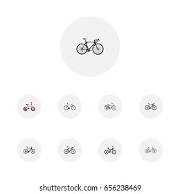 Realistic Cyclocross Drive, For Girl, Journey Bike And Other Vector Elements. Set Of Bike Realistic Symbols Also Includes Training, Childlike, Road Objects.