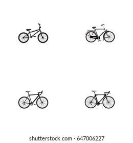 Realistic Cyclocross Drive, Training Vehicle, Exercise Riding And Other Vector Elements. Set Of Bicycle Realistic Symbols Also Includes Extreme, Dutch, Bike Objects.