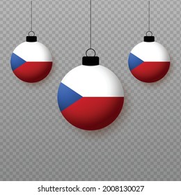 Realistic Czech Republic Flag with flying light balloons. Decorative elements for national holidays.