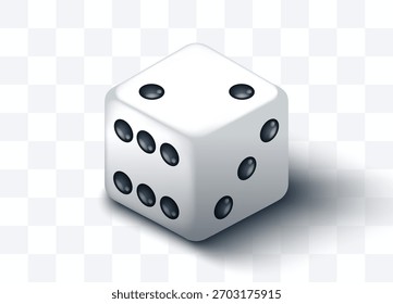 Ilustración vectorial realista de dados D6. Cubo detallado de seis lados con luz y sombra. Perfecto para casino, juegos de mesa, suerte y proyectos de diseño de entretenimiento.