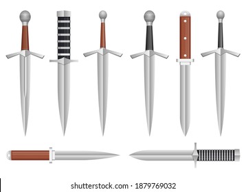 Realistische Dagger-Vektordesign-Illustration einzeln auf weißem Hintergrund