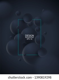 Realistic dark abstract overlap background with 3d sphere