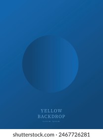 Realistic dark blue 3D cylinder pedestal podium backdrop. Minimal scene for products showcase, Promotion display. Trendy color geometric background with copy space. Top view scene of podium. 