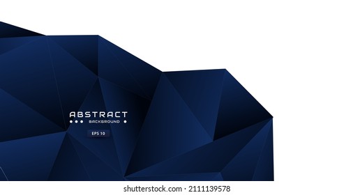 Realistisch dunkelblauer Hintergrund mit Low-Poly-Form und Schatten. Abstrakter blauer Banner