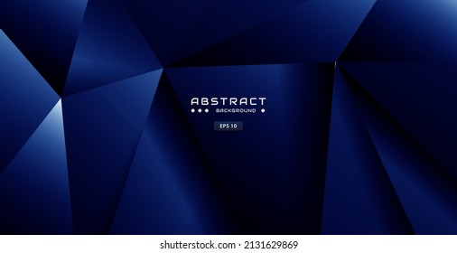 Realistisch dunkelblauer Hintergrund mit Low-Poly-Form und Schatten. Abstrakter blauer Banner