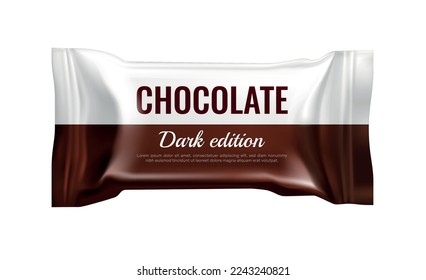 Realistic dark chocolate candy packaging design template vector illustration