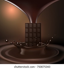 Realistic Dark Chocolate Print Template. EPS10 Vector