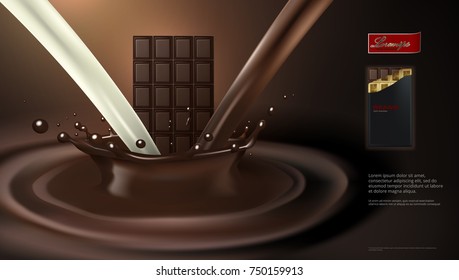 Realistic Dark Chocolate Print Template. EPS10 Vector