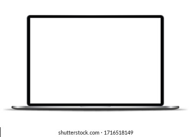 Реалистичный темный ноутбук с прозрачным экраном. 16-дюймовый ноутбук. Откройте дисплей. Можно использовать для проекта, 