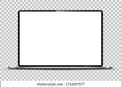 Реалистичный темный ноутбук с прозрачным экраном. 16-дюймовый ноутбук. Откройте дисплей. Можно использовать для проекта, 