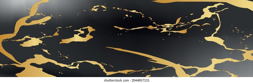 Realistic dark stone panoramic wall texture - Vector illustration