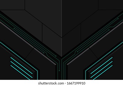 Realistic dark techno background. Illustration Abstract geometric shape modern futuristic, mechanical, science, technology background. Dark Elegant gaming wallpaper