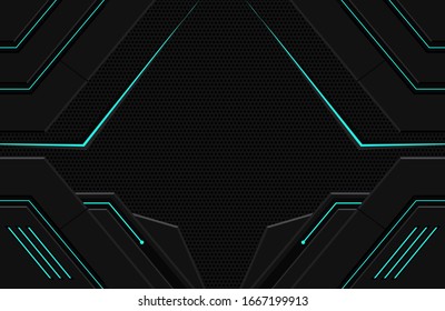 Fondo tecnológico oscuro realista. Ilustración Forma geométrica abstracta moderna futurista, mecánica, ciencia, tecnología de fondo. Papel tapiz de juego oscuro elegante