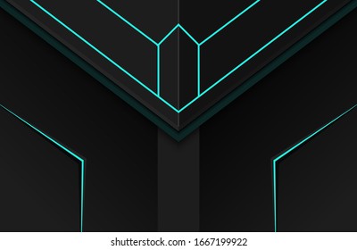 Realistischer dunkler Techno-Hintergrund. Illustration Abstrakte geometrische Form moderne futuristische, mechanische, wissenschaftliche, technologische Hintergrund. Dunkle elegante Gaming-Bildschirmhintergrund