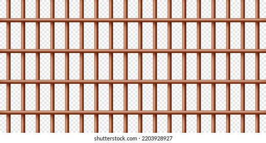 Realistic dark wooden lattice, rural picket fence. Farm or village house boundary, garden enclosing planks. Detailed wooden jail cage. Criminal background mockup. Creative vector illustration