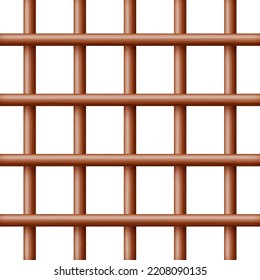 Realistic dark wooden lattice, rural picket fence. Farm or village house boundary, garden enclosing planks. Detailed wooden jail cage. Criminal background mockup. Creative vector illustration
