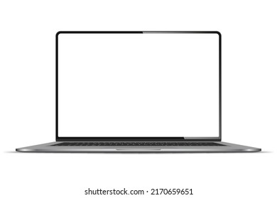 Realistic Darkgrey Notebook with Transparent Screen Isolated. New Laptop. Open Display. Can Use for Project, Presentation. Blank Device Mock Up. Stock royalty free vector illustration. PNG