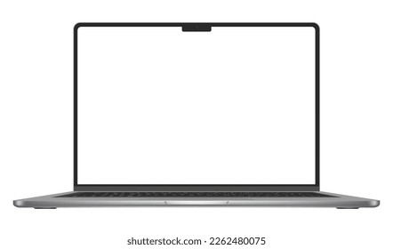 Realistic Darkgrey Notebook with Transparent Screen Isolated. New Laptop. Open Display. Can Use for Project, Presentation. Blank Device Mock Up. Separate  Stock royalty free. Vector illustration PNG