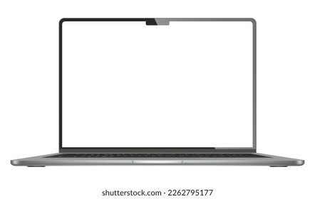 Realistic Darkgrey Notebook with Transparent Screen Isolated. New Laptop. Open Display. Can Use for Project, Presentation. Blank Device Mock Up. Separate  Stock royalty free. Vector illustration PNG