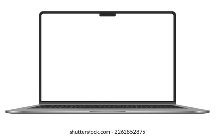 Realistic Darkgrey Notebook with Transparent Screen Isolated. New Laptop. Open Display. Can Use for Project, Presentation. Blank Device Mock Up. Separate  Stock royalty free. Vector illustration PNG