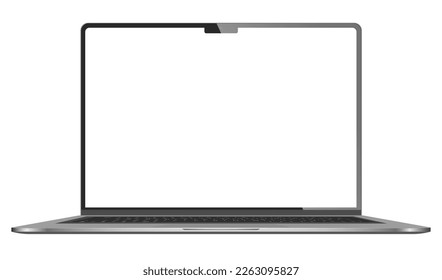 Realistic Darkgrey Notebook with Transparent Screen Isolated. New Laptop. Open Display. Can Use for Project, Presentation. Blank Device Mock Up. Separate  Stock royalty free. Vector illustration PNG