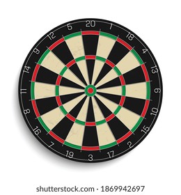 Realistic dart board isolated on white background. Vector illustration.