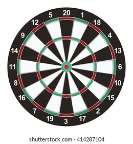 A realistic dart board isolated on a white background illustration. Vector EPS available.