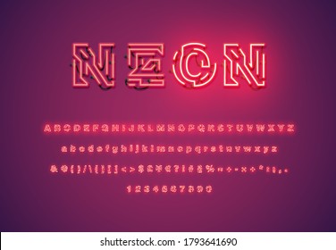 Fuente de neón enrollado realista con sombras, resplandor y alambres
