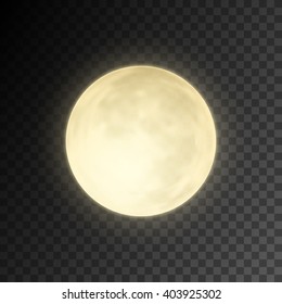 Realistic deatailed full moon isolated on transparent background. Eps10 vector illustration, easy to use.