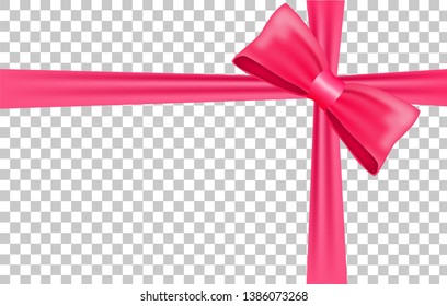 Realistic decorative bow  vector illustration. Vector bow for decor on transparent background. Template for greeting card.