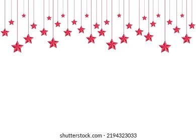 Realistic decorative hanging pink stars in white background design