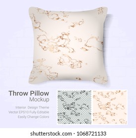 Realistic decorative throw pillow mockup template, Graphic design cover printables Isolated on white background with Marble golden texture ( Vector set template, Fully editable color change )