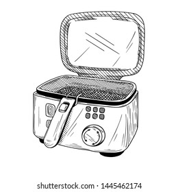 Realistic deep fryer isolated on white background. Vector illustration