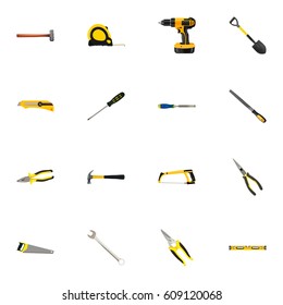 Realistic Degree, Scissors, Nippers And Other Vector Elements. Set Of Kit Realistic Symbols Also Includes Lumber, Spade, Shear Objects.