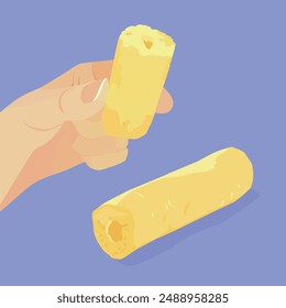 Realistic delicious corn snack stick.